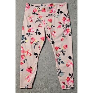 Athleta Elation 7/8 Tight Painted Flower Orchid Pink Athletic Yoga Workout Sz XL